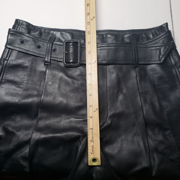 Polo Ralph Lauren Lambskin Leather Pants Womens 2 Black High Waisted Ankle Chic - Picture 6 of 16